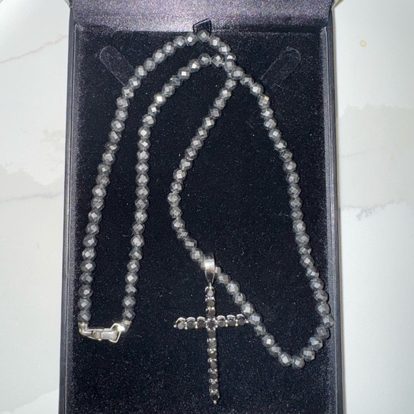 Black Moissanite Cross Necklace